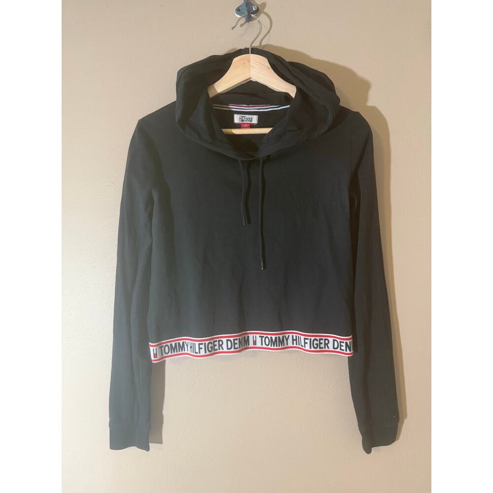 Tommy Hilfiger Denim Sz XS Cropped Hoodie Elastic Logo